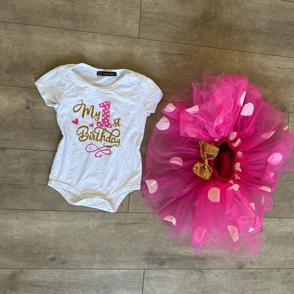 Baby Girl First Birthday Outfit Tutu skirt Top set Excellent condition 1st bday - Picture 6 of 6
